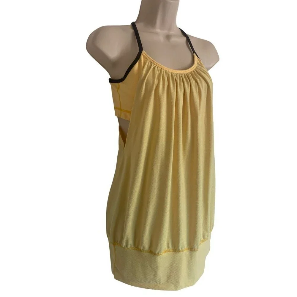 Lululemon Bra Tank Fitness Top Size 4 Relaxed Fit Yellow Black Racerback